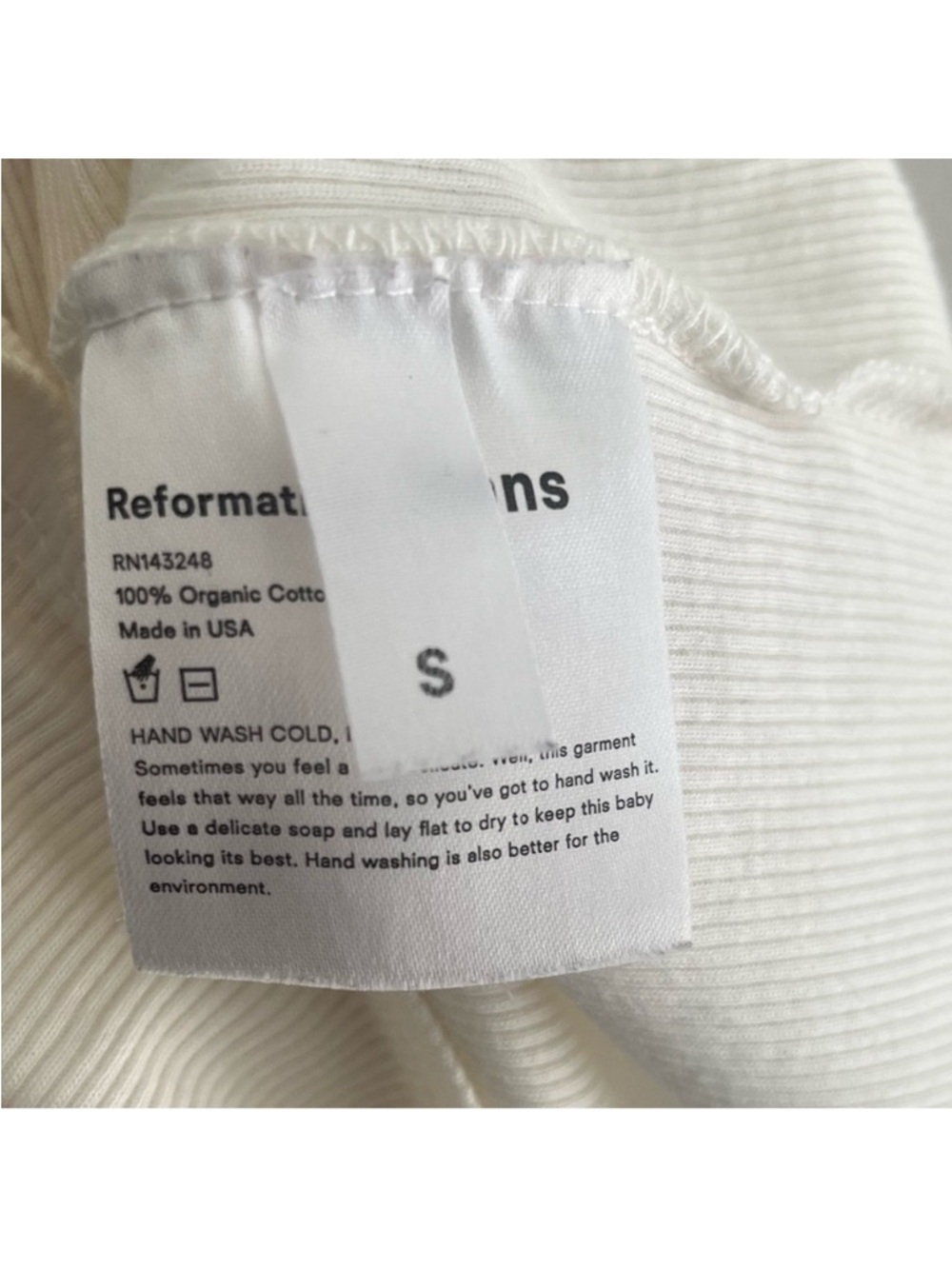 Reformation Ivory Ribbed Tee - Picture 4 of 5